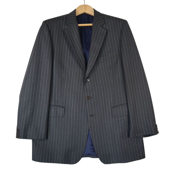 Charles Tyrwhitt 2 Piece Pinstriped Suit Men's 42L Pants 35x31 100% Wool Gray - Picture 5 of 16